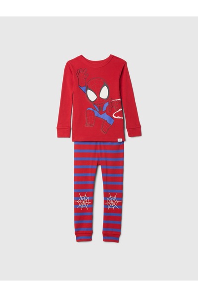 GAP Bebek Kırmızı %100 Pamuk Marvel Grafikli Pijama Takımı