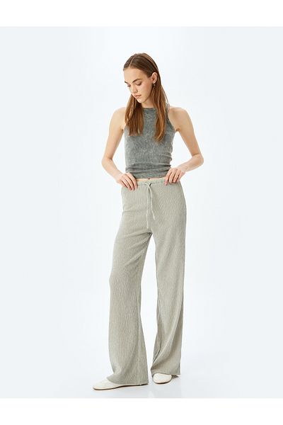 Koton Tie Waist Comfortable Fit Wide Leg Trousers Wrap
