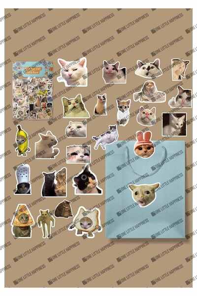 One Little Happiness Komik Kedi Temalı Ajanda Laptop Notebook Tablet Sticker ...