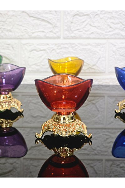 atabey home 6-Piece Assortment - 6 Color Detailed Coffee Color Side Fine Pattern Lava Turkish Delight and Sauce Bowl Dump