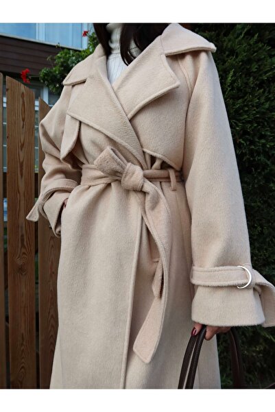 ESRAHELVACI Double Breasted Sleeve Belted Belted Wool Coat