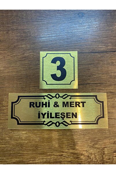 Outdoor One Kapı İsimliği Klasik Ev Dış Kapı İsimliği Çelik Kapı İsimliği Gold0020