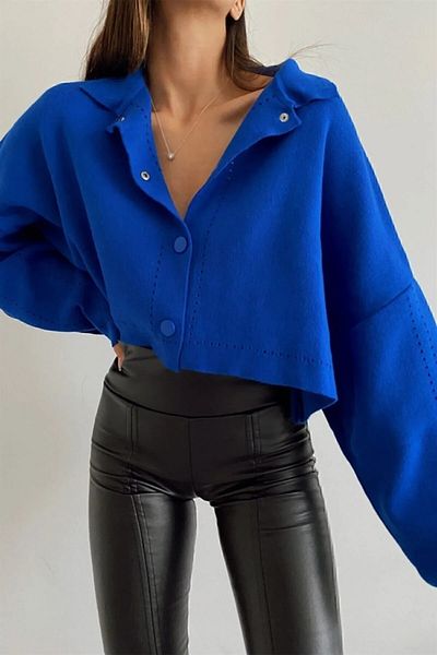 charm butik Cardigan crop cu detaliu snap