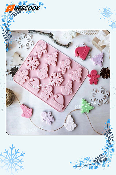 Neskuk Silicone New Year Chocolate Christmas Cookie Mold / Snowman Christmas ...
