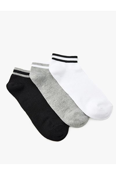 Koton Cotton Striped 3-Piece Booties Socks Set
