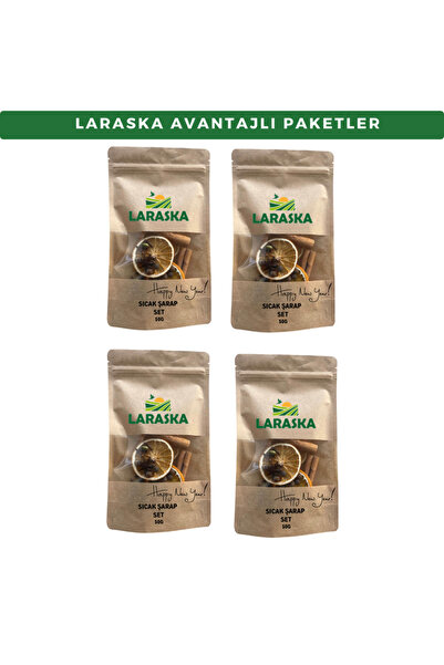 Laraska 4 adet Premium Sıcak Şarap Seti 50g Wine Spice 50g Yılbaşı Seti Özel
