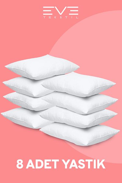 Eve Tekstil 8 Pieces Micro Silicone Fiber Nonwoven Washable Antiallergic Home and Hotel Pillow 50X70Cm 700 Gr