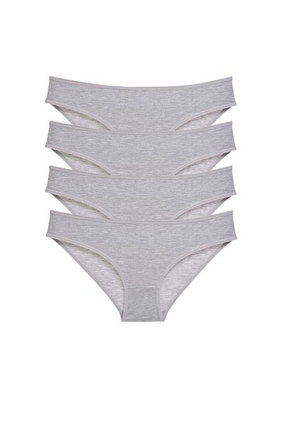 Easy Tedarik 4 Pieces Super Eco Set Lycra Women's Slip Panties Gray
