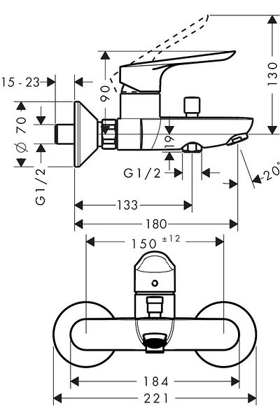 Hansgrohe Single Arm Logis E Bathroom Faucet - Applique 71415000