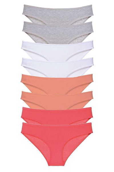 Easy Tedarik 8 Pieces Super Eco Set Lycra Women's Slip Panties Gray White Powder Fuchsia