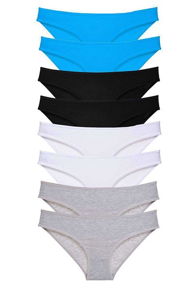 Easy Tedarik 8 Pieces Super Eco Set Lycra Women's Slip Panties Black Gray White Blue