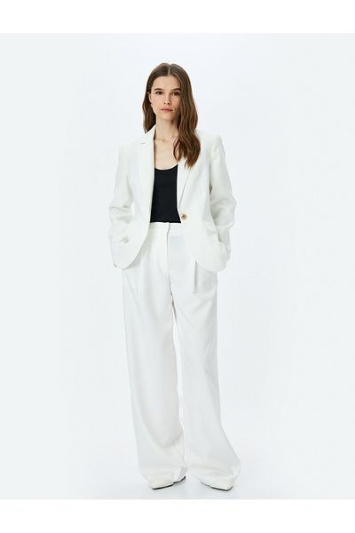 Koton Accessory Detailed Lined High Waist Palazzo Fabric Trousers
