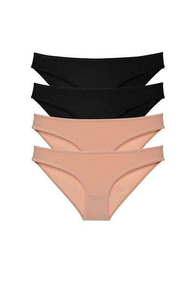 Easy Tedarik 4 Pieces Super Eco Set Lycra Women's Slip Panties Black Skin
