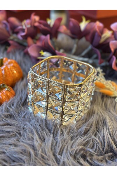 ROSSEV Dikdörtgen Kristal Taşlı Tea Light Mumluk