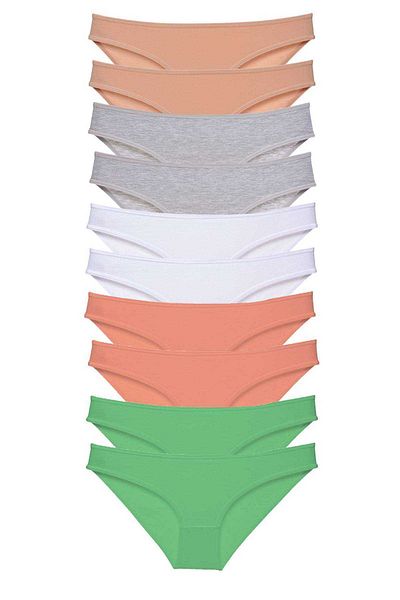 Easy Tedarik 10 Pieces Super Eco Set Lycra Women's Slip Panties Skin Gray White Powder Green