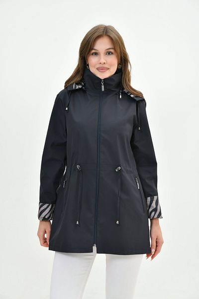 Butik Trench pentru femei, rezistent la apă, cu fermoar, cu glugă, cu imprimeu