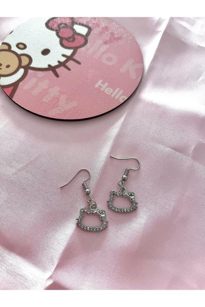 bohemian takı tasarim Hello Kitty Necklace and Earring Set