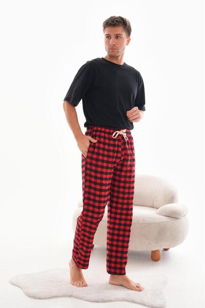 BİQ & TAQ BUTİK Relaxs Yürüyüş Pantolonu Kareli Ekose Eşofman Alt