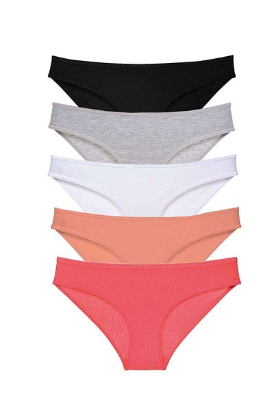 Easy Tedarik 5 Pieces Super Eco Set Lycra Women's Slip Panties Black Gray White Powder Fuchsia