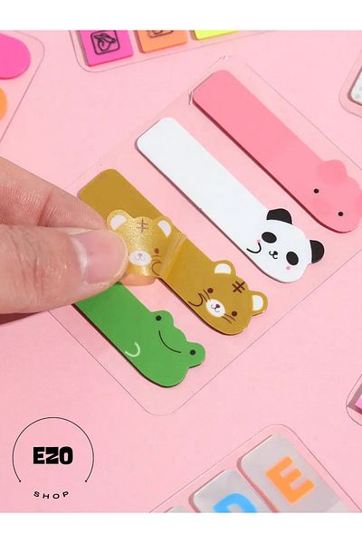 EZOSHOP Clear Color Kidsnote Bookmark for Kid - Animal Post-It Sticker