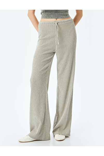 Koton Beli Bağcıklı Rahat Kalıp Geniş Paça Pantolon Bürümcük