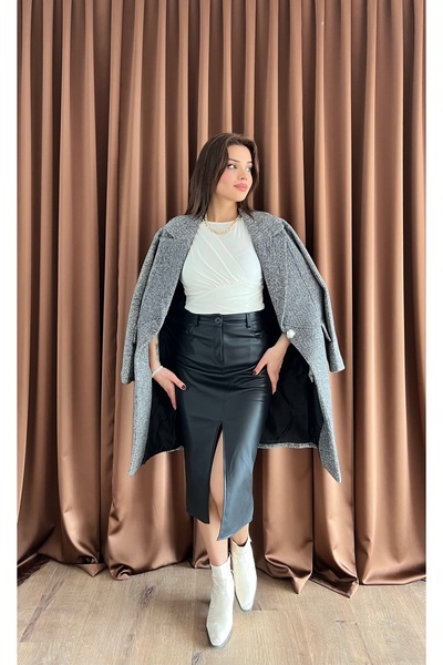 Nesil Oversize Simli Astarlı Kaşe Kaban