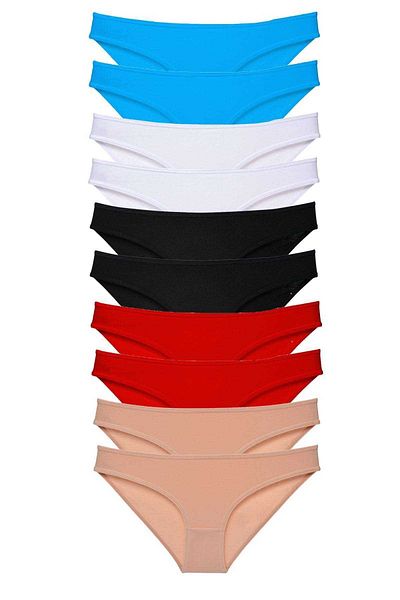 Easy Tedarik 10 Pieces Super Eco Set Lycra Women's Slip Black Red Skin White Blue