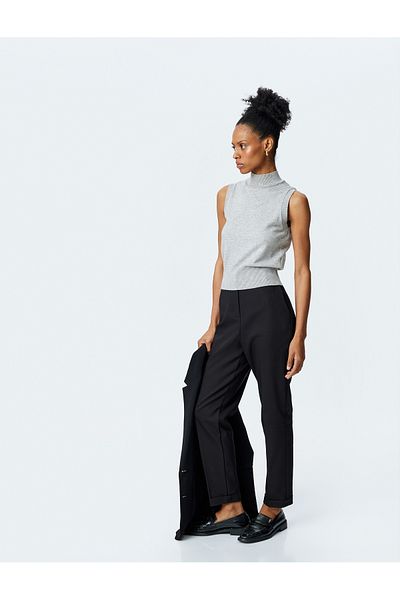 Koton High Waist Cigarette Fabric Trousers with Pockets