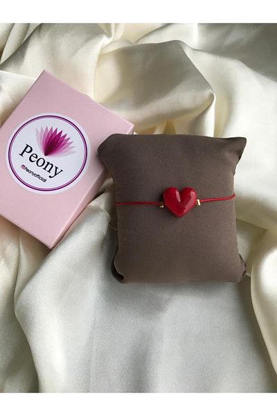 PEONY - peonyofficiall Red Heart Glass Murano Bracelet Red String Bracelet