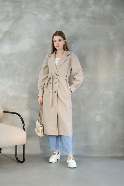 QUBERZ Beige Stamp - Belted with Balloon Arms and Cuffs
