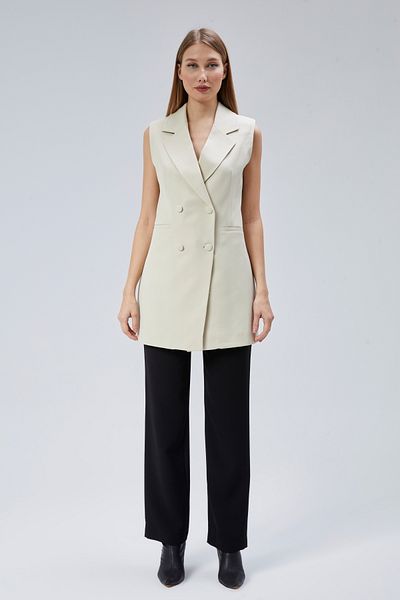 Bolivente Women's Long Double Breasted Woven Vest