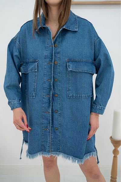 Elbee Fashion Woman Jachetă de blugi cu franjuri