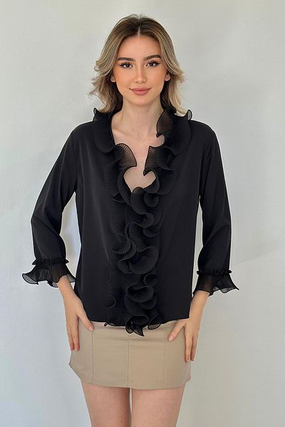 Elbee Fashion Woman Cămașă cu guler cu volan