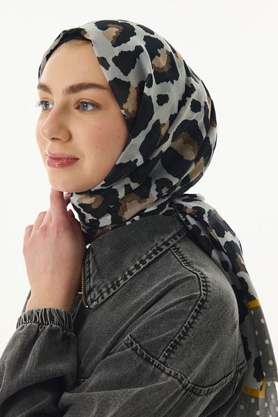SOFT AKSESUAR Leopard and Mini Point Pattern Shawl