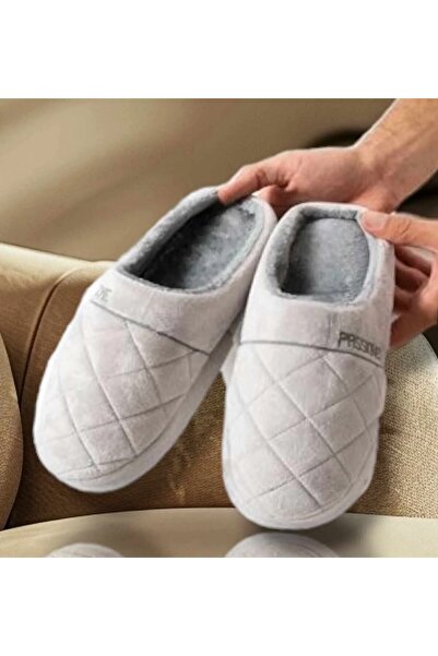 WOSSE Embroidered Velour Plush Men's Winter Extra Soft Sole Men's Home Slippers