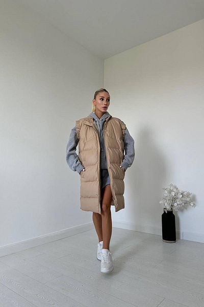Elbee Fashion Woman Δερμάτινο φουσκωτό γιλέκο