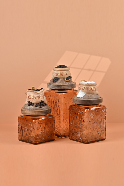 Handan UZUNOĞLU Özel Tasarım  Çay Kahve Şeker Kavanoz Seti