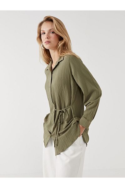 LC Waikiki Lcwaikiki Women's Classic Khaki Textured Shirt Tunic