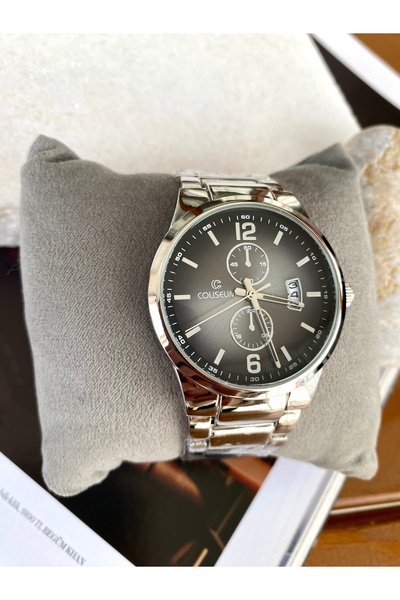 Coliseum Round Inside Black Gradient Crossover Silver Men's Wristwatch