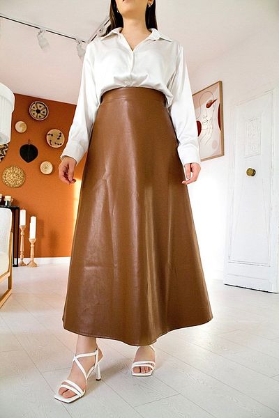 Elbee Fashion Woman Δερμάτινη φούστα