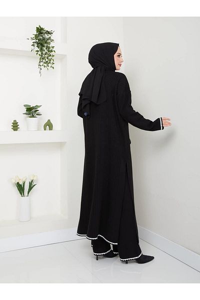 moda periy Women's Style Stripe Dress Pants Double Sets Hijab Knitwear Combination