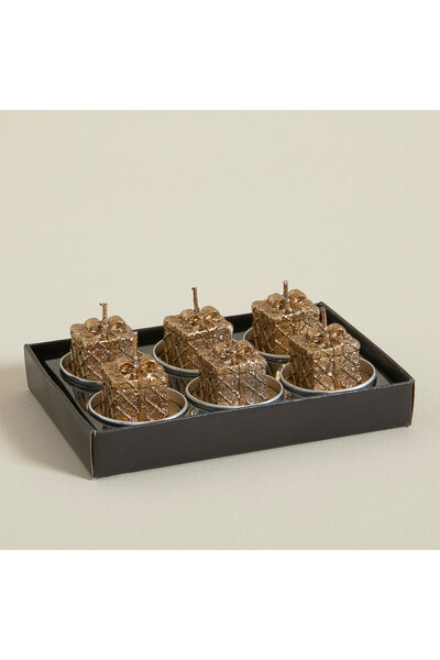 Chakra Gift 6 Lı Dekoratif Mum 13x5 Cm Altın