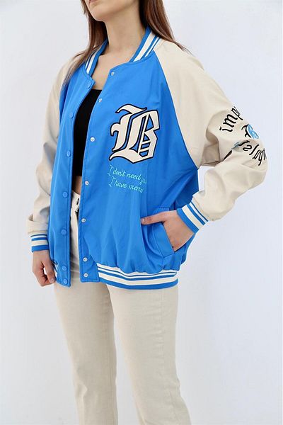 Elbee Fashion Woman Jachetă de colegiu brodata
