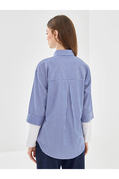 LC Waikiki Blue Striped Oversize Women's Shirt Tunic