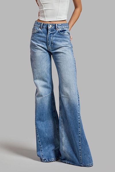 its basic Γυναικείο τζιν Blue Flare Fit - 2S54, 100% Koton, Super Long