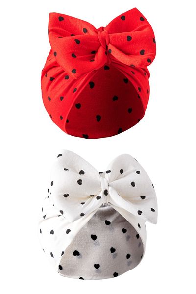 diamondstar 2 Pack Baby Bonnet with Ribbon Pattern