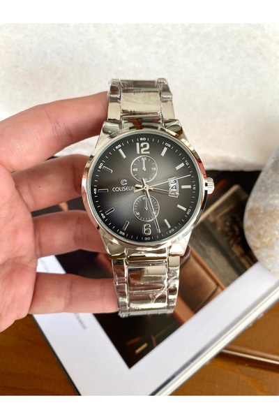 Coliseum Round Inside Black Gradient Crossover Silver Men's Wristwatch