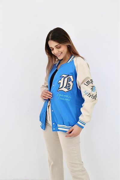 Elbee Fashion Woman Jachetă de colegiu brodata