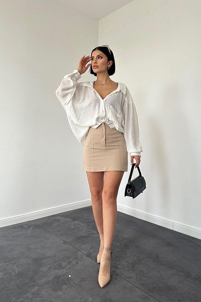 Elbee Fashion Woman Cămașă Cruz fără mărime cu un singur buzunar