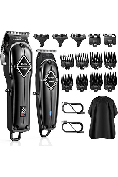 GLAKER Professional Hair Clippers For Mens Grooming Kit Black K11S+I3F